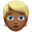 Emoji Người tóc vàng hoe: màu da tối trung bình trên Apple