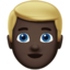 Emoji Pria berambut pirang: warna kulit gelap di Apple
