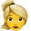 Woman: Blond Hair emoji on Apple