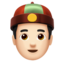 Person with Skullcap: Light Skin Tone emoji on Apple