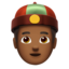 Person with Skullcap: Medium-Dark Skin Tone emoji on Apple