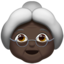Ältere Frau: dunkle Hautfarbe-Emoji auf Apple