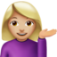 Apple의 손바닥 꺾은 여자: 연한 갈색 피부 이모지
