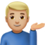 Man achter informatiebalie: lichtgetinte huidskleur-emoji op Apple
