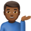Emoji Uomo con mano capovolta: carnagione abbastanza scura su Apple