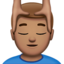 Mann, der eine Kopfmassage bekommt: mittlere Hautfarbe-Emoji auf Apple