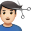 Man Getting Haircut: Light Skin Tone emoji on Apple
