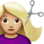 Woman Getting Haircut: Medium-Light Skin Tone emoji on Apple
