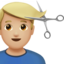 Man Getting Haircut: Medium-Light Skin Tone emoji on Apple