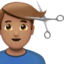 Man Getting Haircut: Medium Skin Tone emoji on Apple