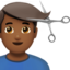 Man Getting Haircut: Medium-Dark Skin Tone emoji on Apple