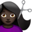 Woman Getting Haircut: Dark Skin Tone emoji on Apple