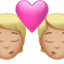 Emoji Bacio tra coppia: carnagione abbastanza chiara su Apple