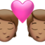 Sich küssendes Paar: mittlere Hautfarbe-Emoji auf Apple