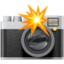 Fotoapparat mit Blitz-Emoji auf Apple