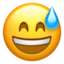 Grinning Face with Sweat emoji on Apple