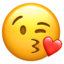 Emoji Muka melayangkan ciuman pada Apple