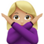 Emoji Donna con gesto di rifiuto: carnagione abbastanza chiara su Apple