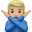 Man Gesturing NO: Medium-Light Skin Tone emoji on Apple