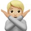 Emoji Persona che fa segno di no: carnagione abbastanza chiara su Apple