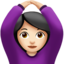 อีโมจิ ผู้หญิงทำท่าโอเค: โทนผิวสีขาว บน Apple