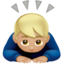Apple での おじぎする男: やや薄い肌色 絵文字