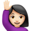 Emoji Donna con mano alzata: carnagione chiara su Apple