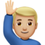 Mann mit erhobenem Arm: mittelhelle Hautfarbe-Emoji auf Apple