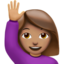 Emoji Mujer con la mano levantada: tono de piel medio en Apple
