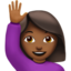 Emoji Wanita mengangkat tangan: warna kulit gelap-sedang di Apple