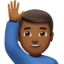 Emoji Lelaki mengangkat tangan: ton kulit sederhana gelap pada Apple