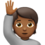 Emoji Persona con mano alzata: carnagione abbastanza scura su Apple
