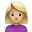 Emoji Wanita muka tidak senang: warna kulit cerah-sedang di Apple