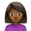 Missmutige Frau: mitteldunkle Hautfarbe-Emoji auf Apple