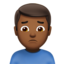 Missmutiger Mann: mitteldunkle Hautfarbe-Emoji auf Apple