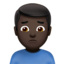 Man Frowning: Dark Skin Tone emoji on Apple