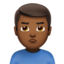 Schmollender Mann: mitteldunkle Hautfarbe-Emoji auf Apple