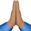 Zusammengelegte Handflächen: mittlere Hautfarbe-Emoji auf Apple