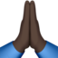 Folded Hands: Dark Skin Tone emoji on Apple
