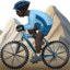 Man Mountain Biking: Dark Skin Tone emoji on Apple