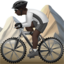 Person Mountain Biking: Dark Skin Tone emoji on Apple