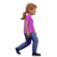 Woman Walking Facing Right: Medium Skin Tone emoji on Apple