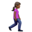 Woman Walking Facing Right: Medium-Dark Skin Tone emoji on Apple
