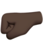 Left-Facing Fist: Dark Skin Tone emoji on Apple