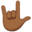 Love-You Gesture: Medium-Dark Skin Tone emoji on Apple