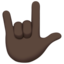 Love-You Gesture: Dark Skin Tone emoji on Apple