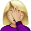 Sich an den Kopf fassende Frau: mittelhelle Hautfarbe-Emoji auf Apple