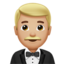 Mann im Smoking: mittelhelle Hautfarbe-Emoji auf Apple