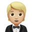 Person in Tuxedo: Medium-Light Skin Tone emoji on Apple