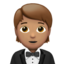 Emoji Người mặc bộ vest: màu da trung bình trên Apple